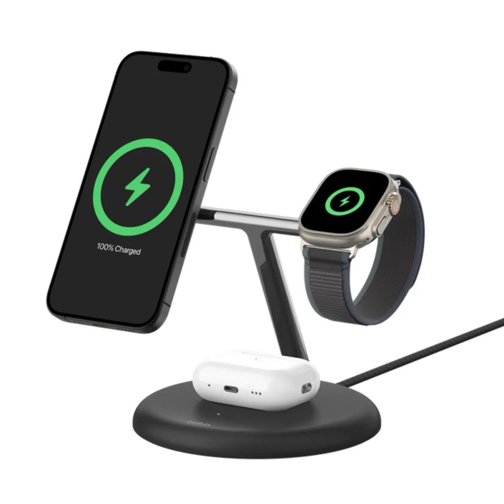 Belkin BoostCharge Pro 3-in-1 Magnetic Wireless Charging Stand with Qi2 15W (Black) - New, Open Box / 3 Month Warranty