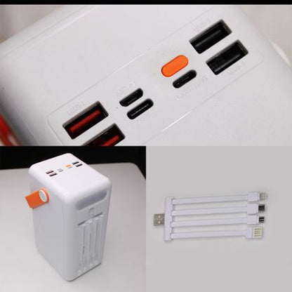 100000 mAh 370Wh 7-Port Solar Power Bank with 4 Line USB Cable & Lantern