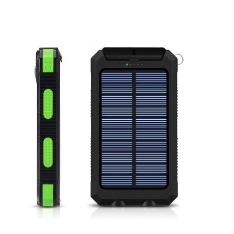 13000 mAh Solar Powered Power Bank - Dual USB Output & Flashlight