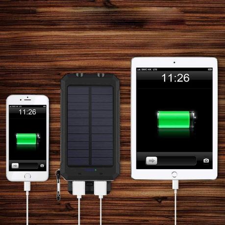 13000 mAh Solar Powered Power Bank - Dual USB Output & Flashlight