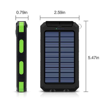 13000 mAh Solar Powered Power Bank - Dual USB Output & Flashlight