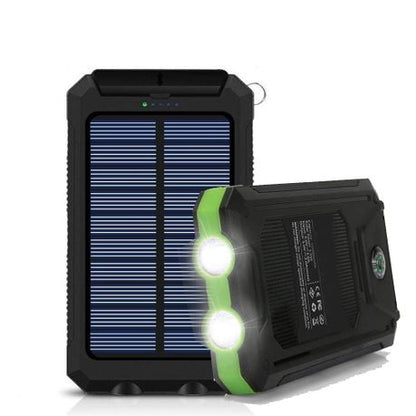 13000 mAh Solar Powered Power Bank - Dual USB Output & Flashlight