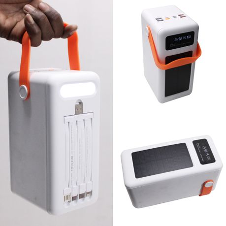 100000 mAh 370Wh 7-Port Solar Power Bank with 4 Line USB Cable & Lantern