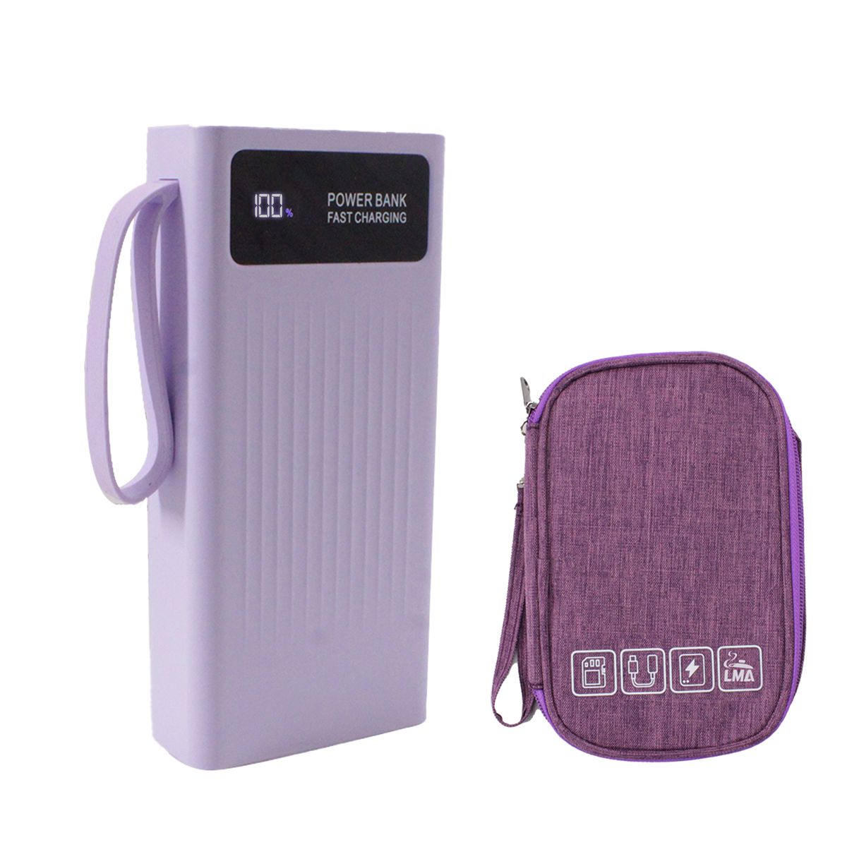 20000 mAh 100W Fast Charge Powerbank with 4 Inbuilt USB Cables & Carry Pouch