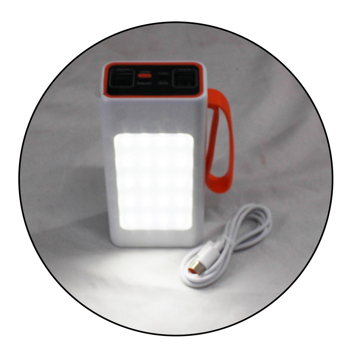 30000 mAh PD 20W Fast Charging 4 USB Port Power Bank & Camping Lantern
