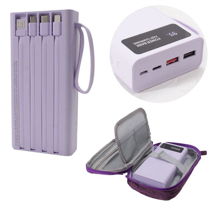 20000 mAh 100W Fast Charge Powerbank with 4 Inbuilt USB Cables & Carry Pouch