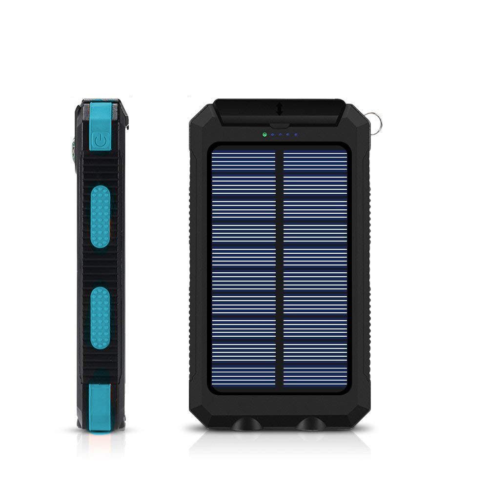13000 mAh Solar Powered Power Bank - Dual USB Output & Flashlight