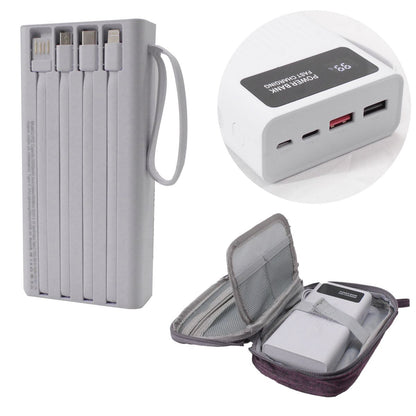 20000 mAh 100W Fast Charge Powerbank with 4 Inbuilt USB Cables & Carry Pouch