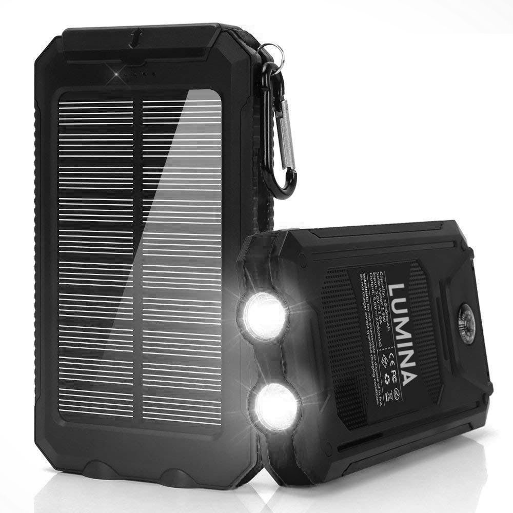 13000 mAh Solar Powered Power Bank - Dual USB Output & Flashlight