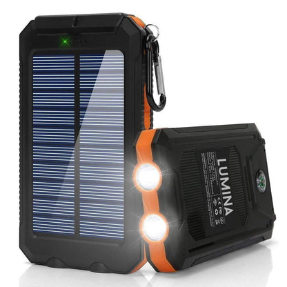13000 mAh Solar Powered Power Bank - Dual USB Output & Flashlight