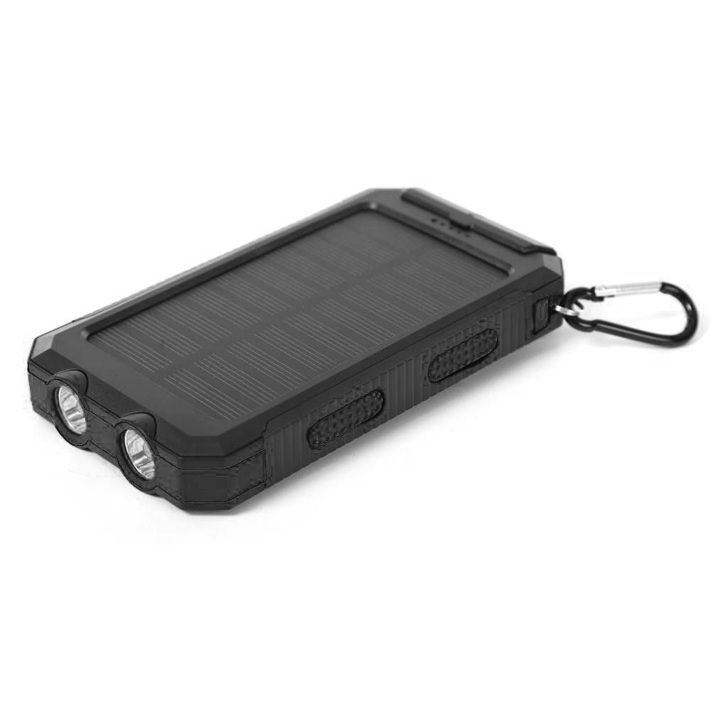 13000 mAh Solar Powered Power Bank - Dual USB Output & Flashlight