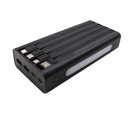 20000 mAh 100W Fast Charge Powerbank with 4 Inbuilt USB Cables & Carry Pouch