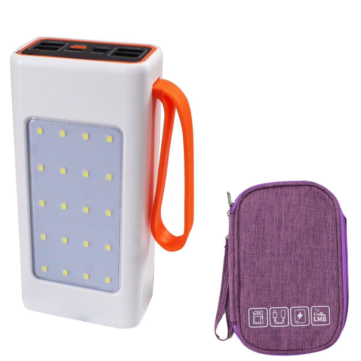 30000 mAh PD 20W Fast Charging 4 USB Port Power Bank & Camping Lantern